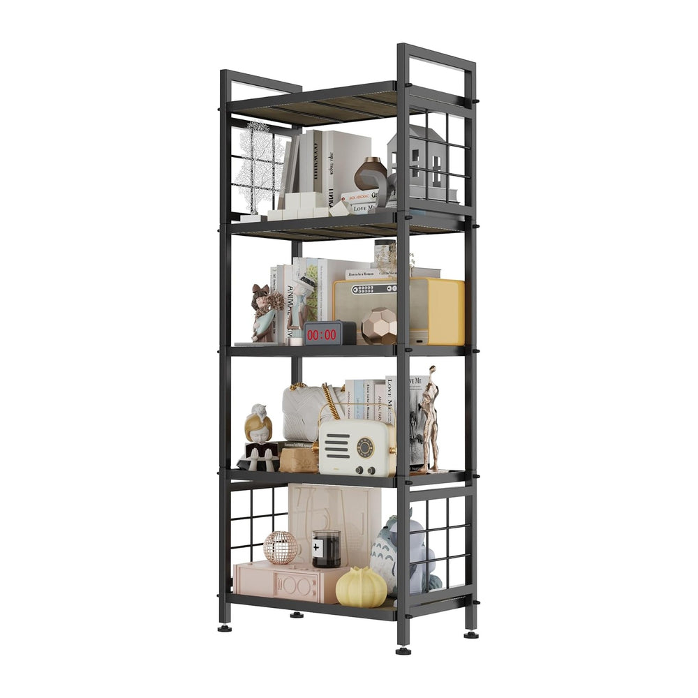 GIOTORENT 5-Tier Pantry Shelves with Wooden Boards, Heavy Duty Storage Shelve...