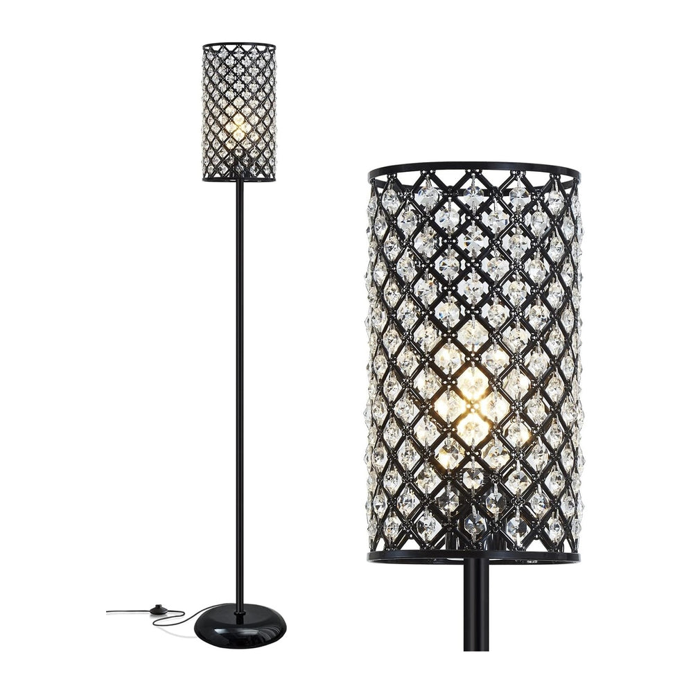 GyroVu Crystal Floor Lamp, Modern Standing Lamp with Elegant Shade Black Floo...