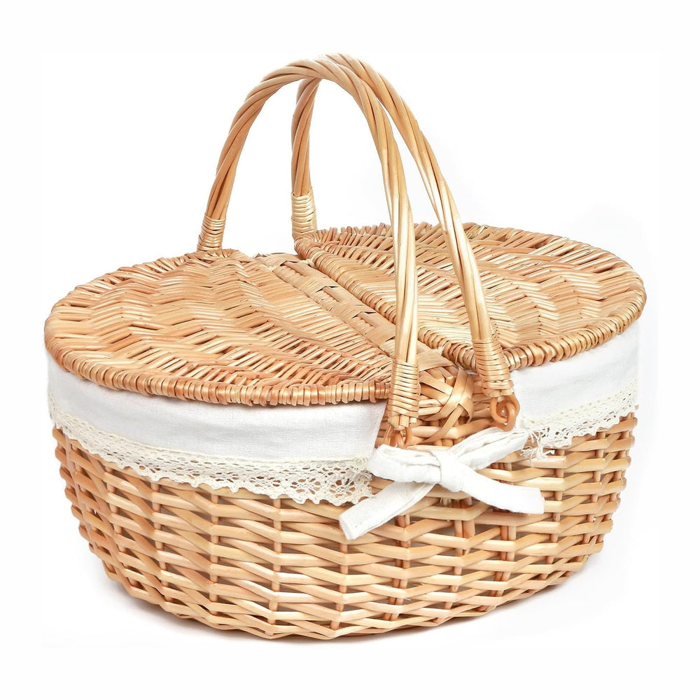 Hap Tim Wicker Picnic Basket for 2 with Lid - Unique Gifts Ideas for Couple, ...