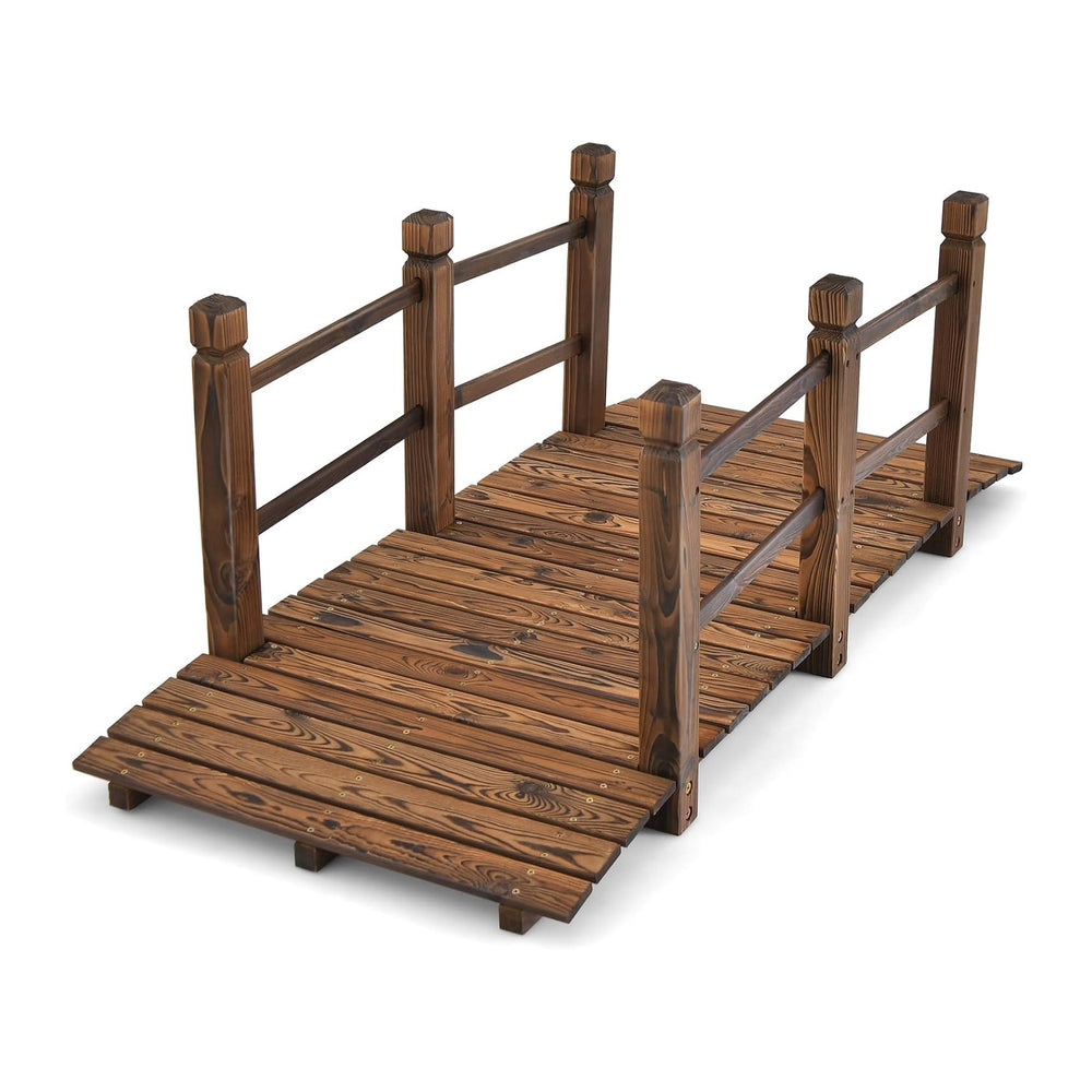 HAPPYGRILL 5FT Wooden Garden Bridge with Double Safety Railings
