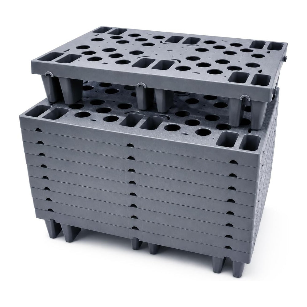 Heavy Duty Plastic Pallets, Grey Interlocking Storage Platforms with Breathab...