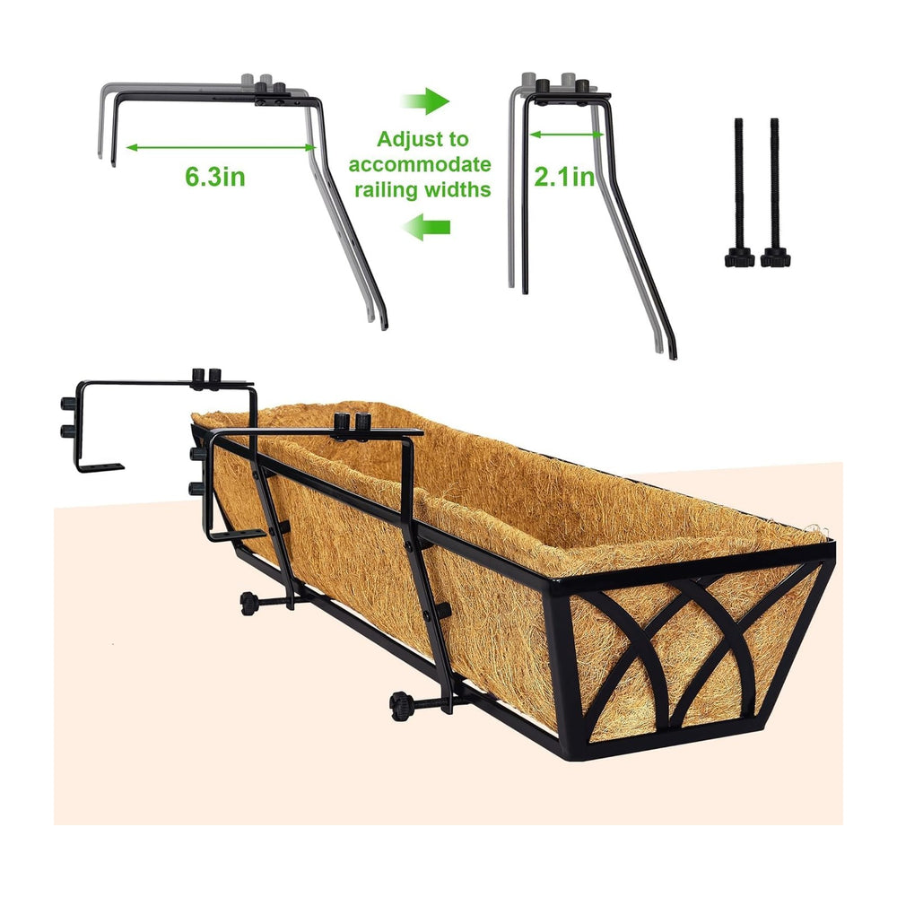 HFHOME 24 inch Railing Planter Box - 4 Pack Metal Window Trough with Coconut ...