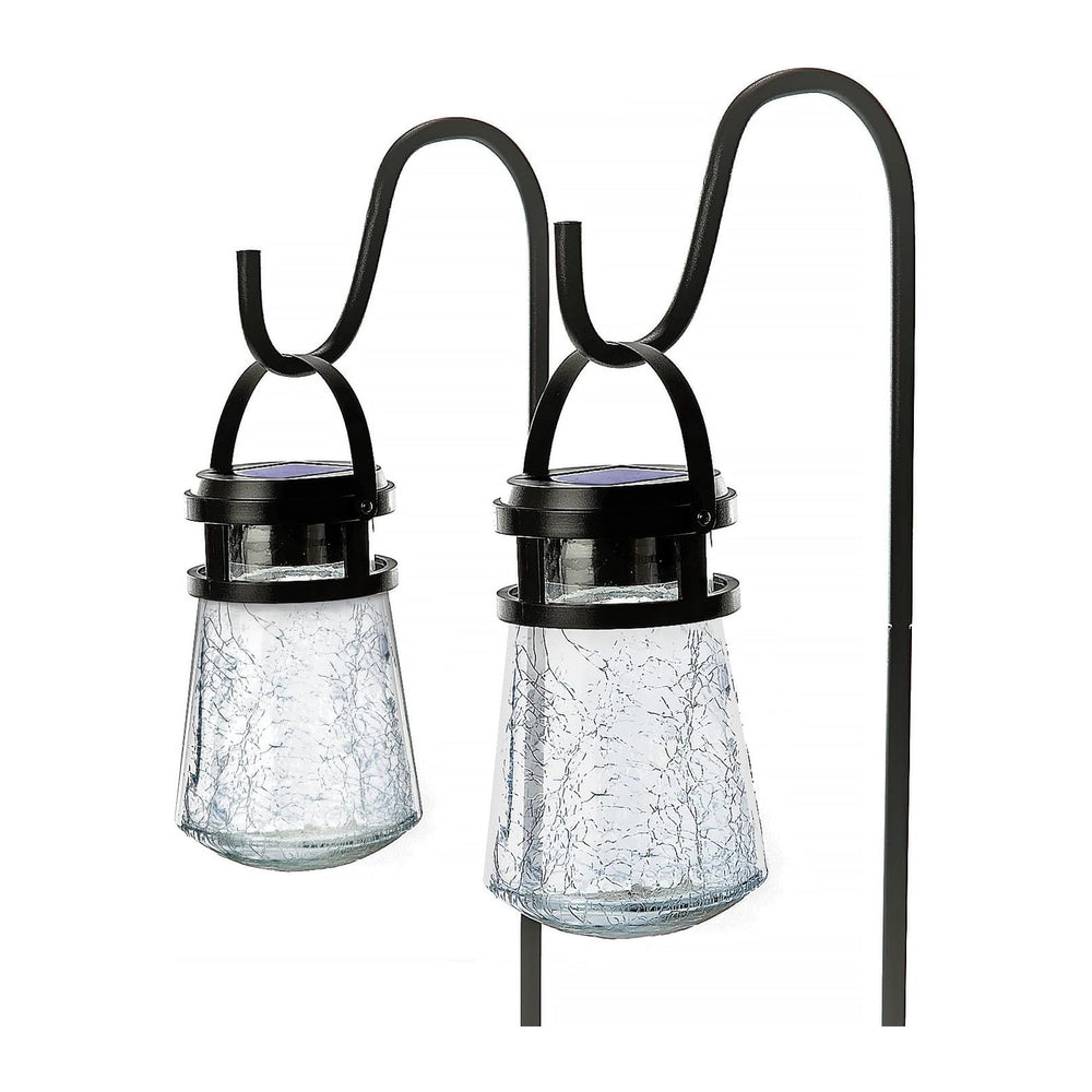 Home Zone Living 2PK Solar Crackle Glass Lanterns Hanging Light