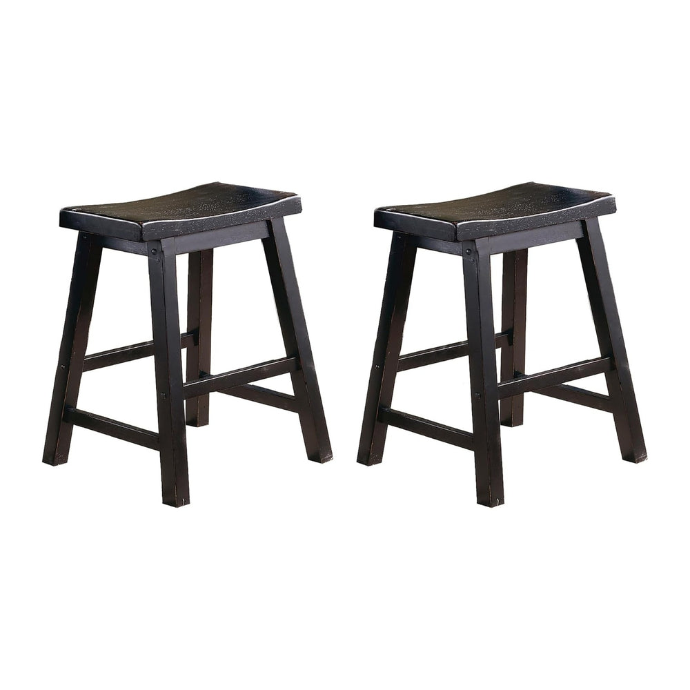 Homelegance Saddleback Solid Wood Kitchen Height Bar Stool Set Of 2 - Saddle ...