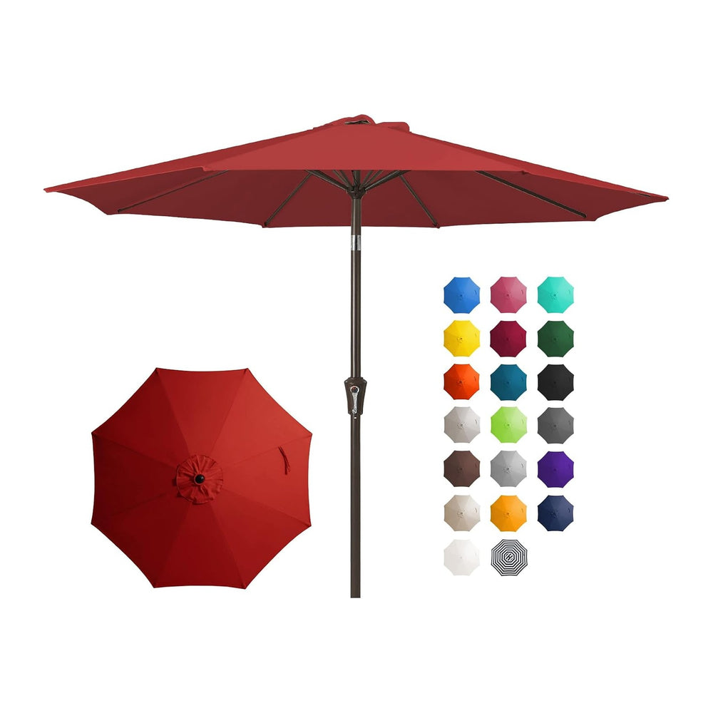 JEAREY 10 ft Outdoor Patio Umbrella w/Tilt and Crank, Light Red