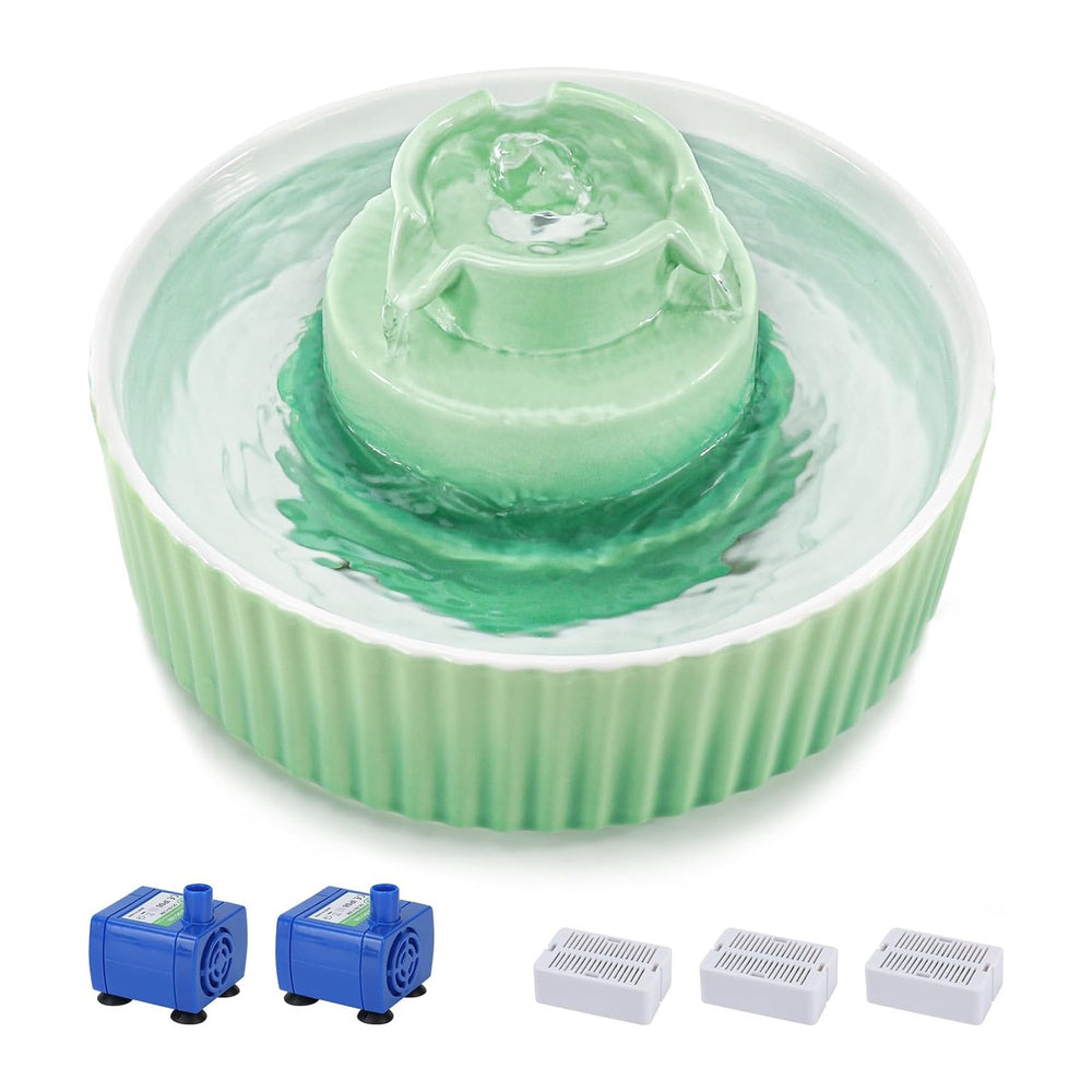 Lawfery Ceramic Cat Water Fountain, 2.1L/71oz Cupcake Pet Fountain