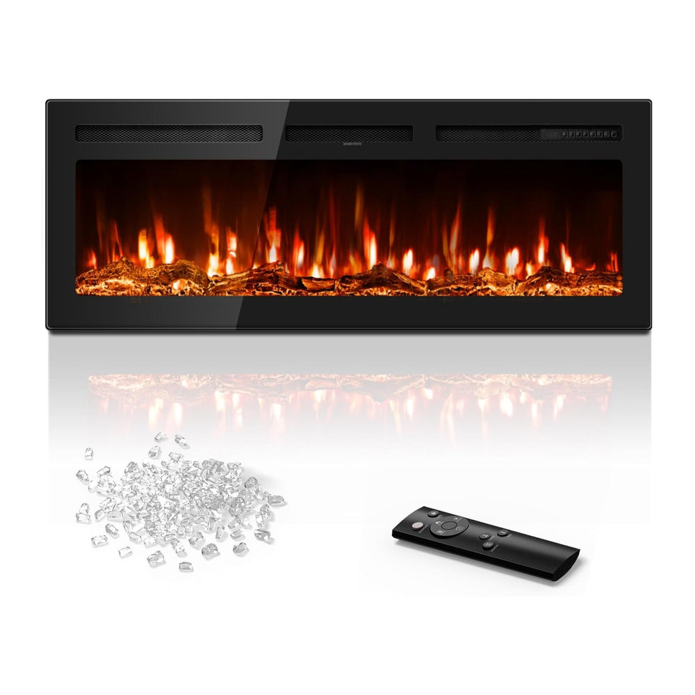 Manastin 50" Electric Fireplace Heater, Multi-Color Recessed Wall Mounted