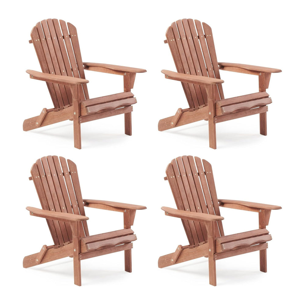 Mederra Wooden Folding Adirondack Chair Set of 4, Half Pre-Assembled Outdoor ...