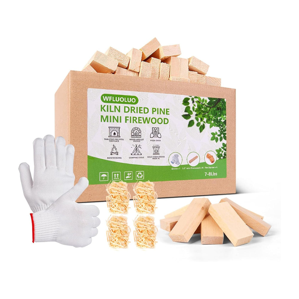 Mini Firewood with 4pcs Fire Starters&Gloves 3.5'' Lengths Pine K...