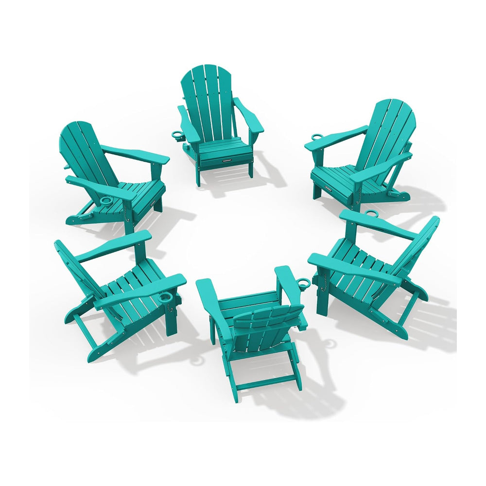 MUCHENGHY Folding Adirondack Chairs Set 6, HDPE for Fire Pit, Lake Blue (Set ...