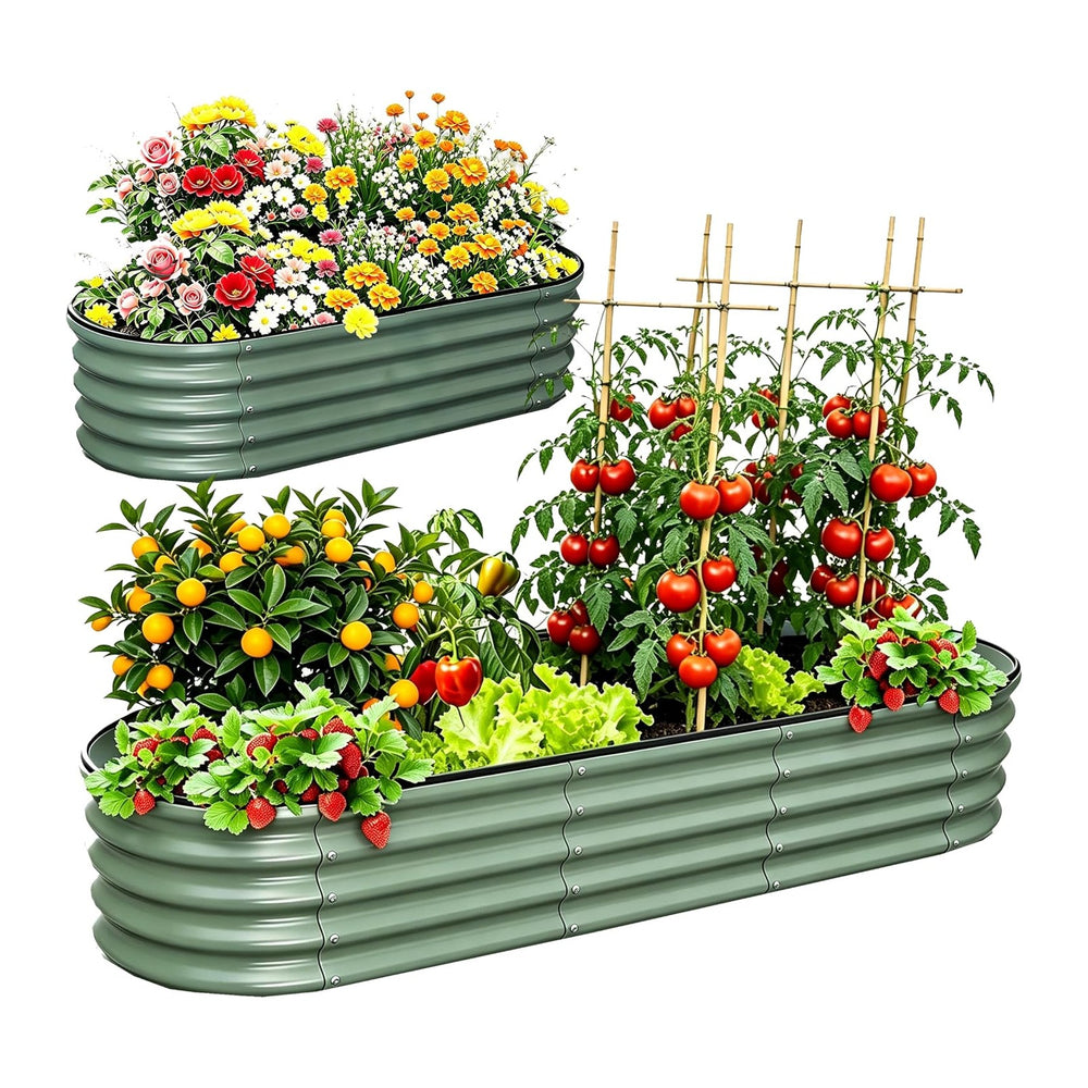 NestNature 17" Tall Galvanized Garden Bed,10-in-2 Modular Raised Garden Bed