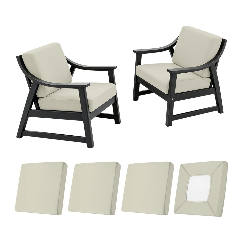 NettyPro Stretch Patio Chair Seat Cushion Covers Set of 4, Elastic Outdoor Sl...