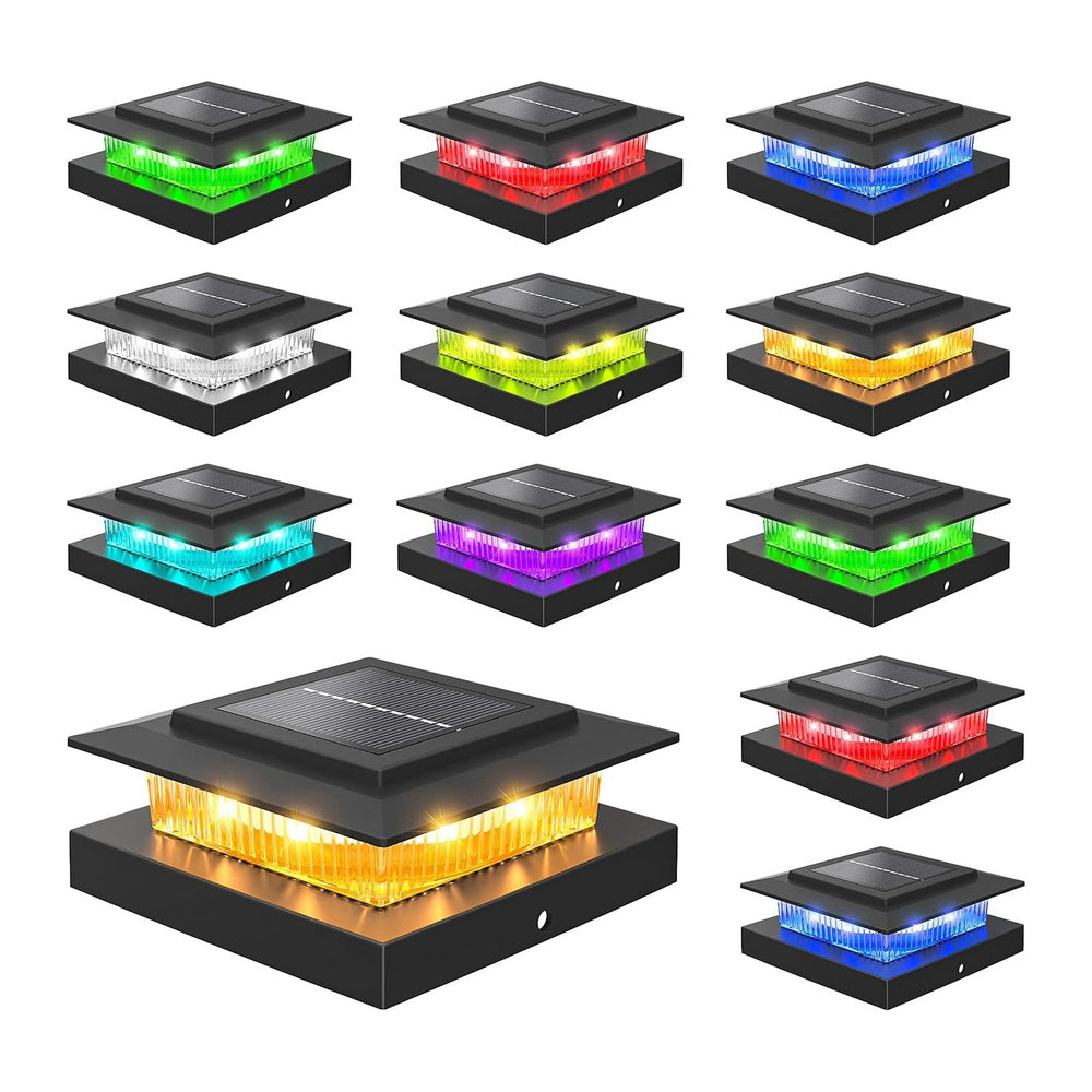 NIORSUN 4x4 Post Solar Lights Color Changing,Solar Post Light,12 Pack Black