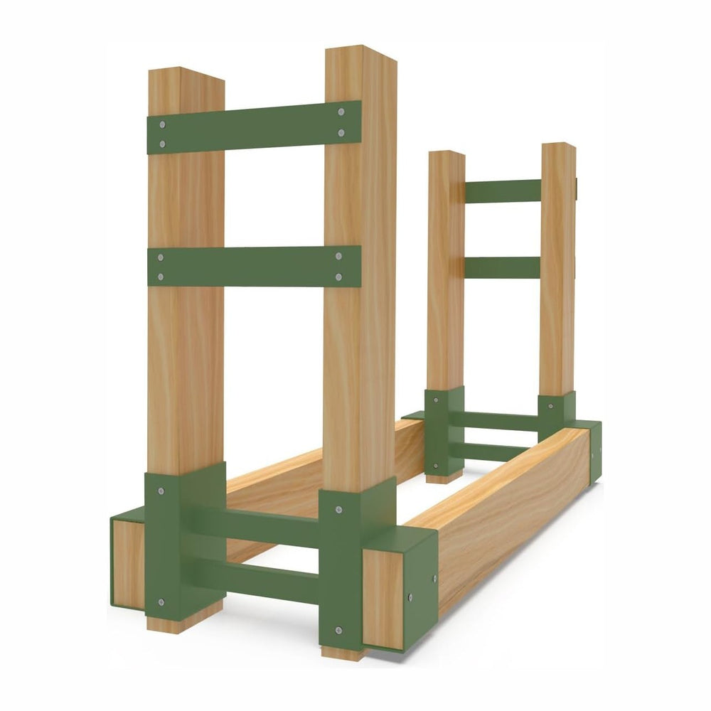 Outdoor Firewood Brackets Fire Wood Rack for 2x4 lumber, Green