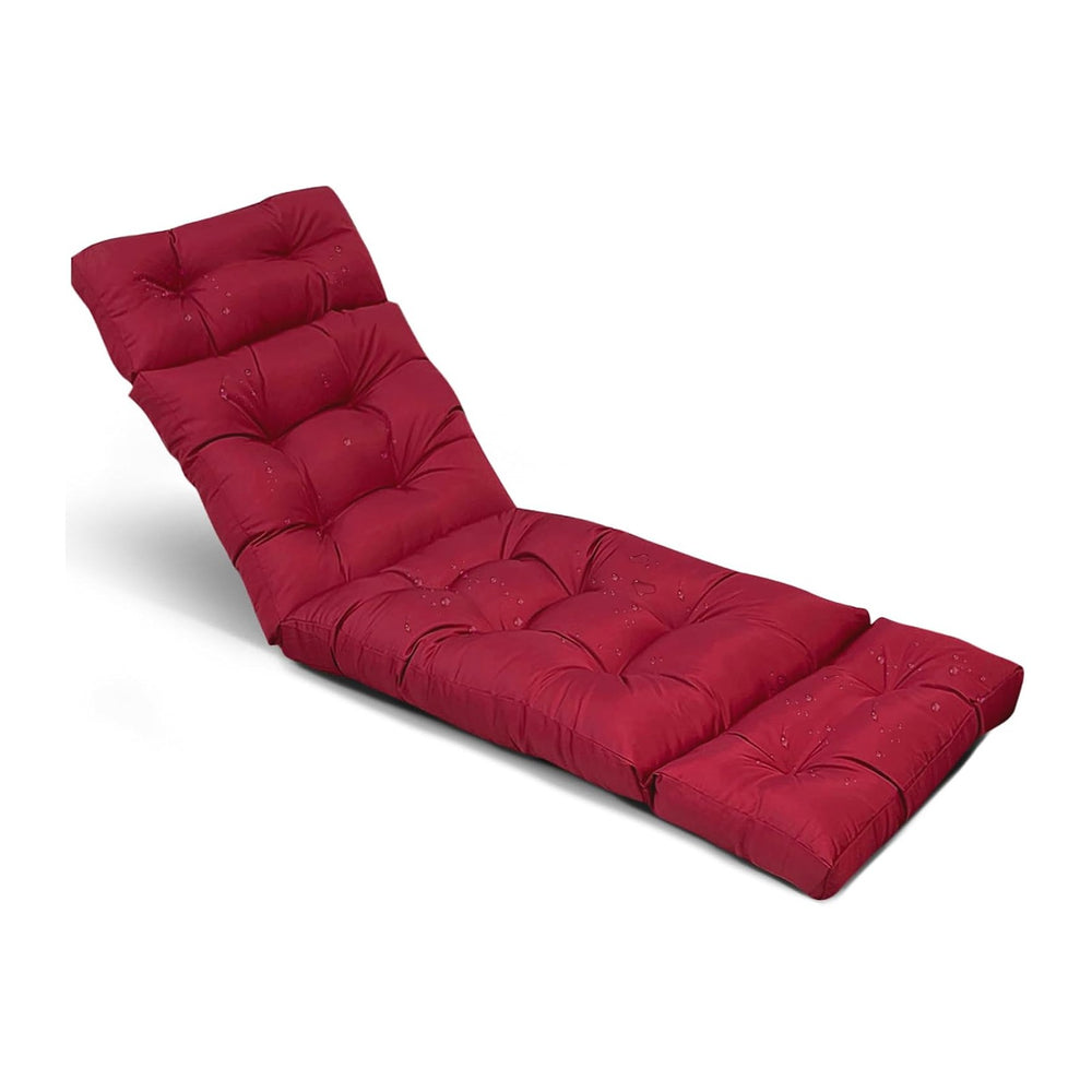 Outdoor Lounge Cushion Waterproof with Ties Wine Red