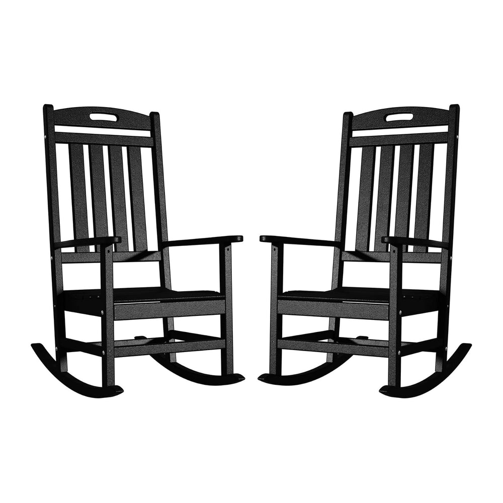 Outdoor Rocking Chair Set of 2, All-Weather Resistant Poly Lumber Rocker Chai...