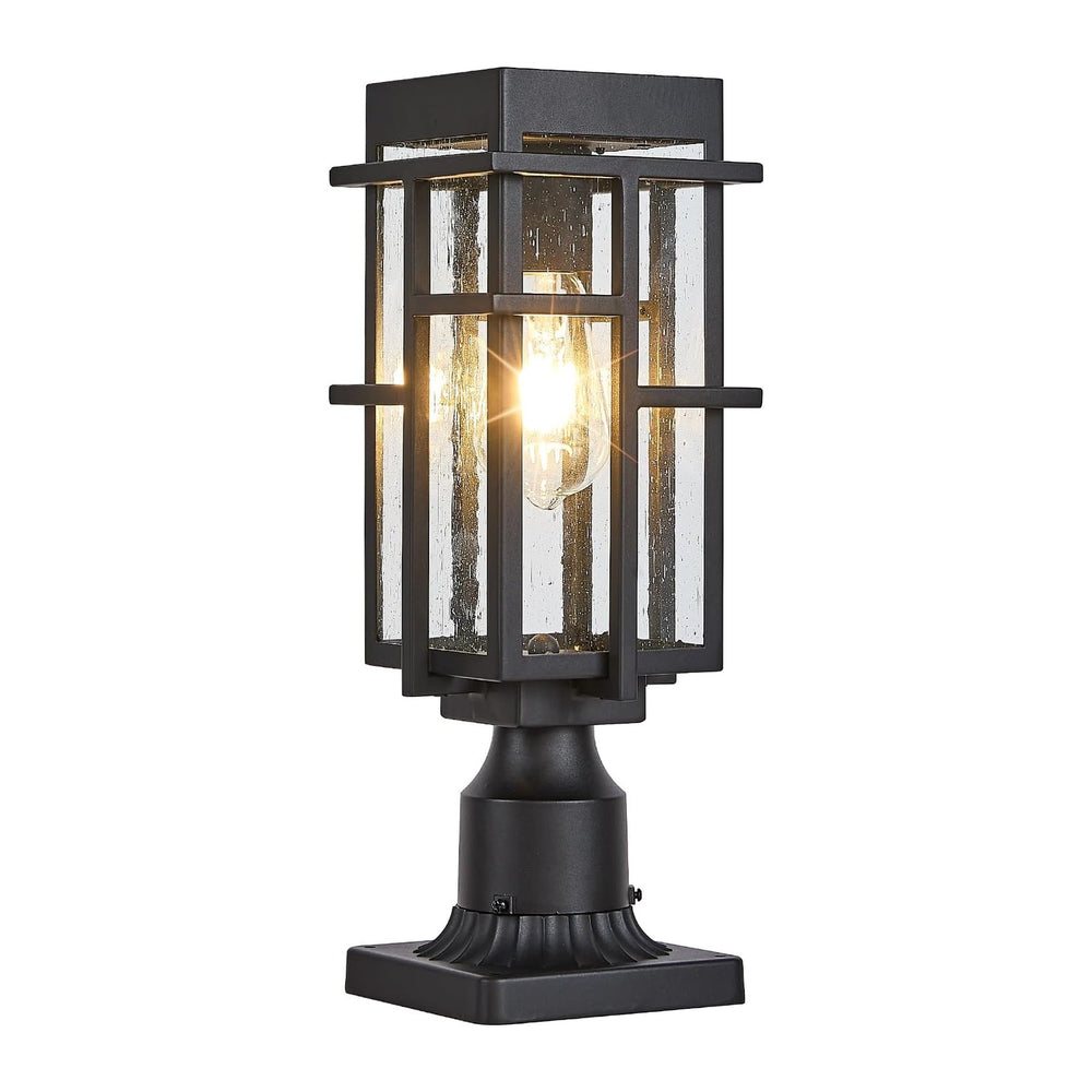 Outdoor Solar Lamp Post Light with Pier Mount Base, Dusk to Dawn Aluminum Out...