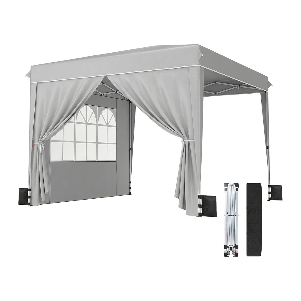 Outsunny 10 x 10 ft Pop Up Canopy Tent with Sidewalls UPF50+, Light Gray