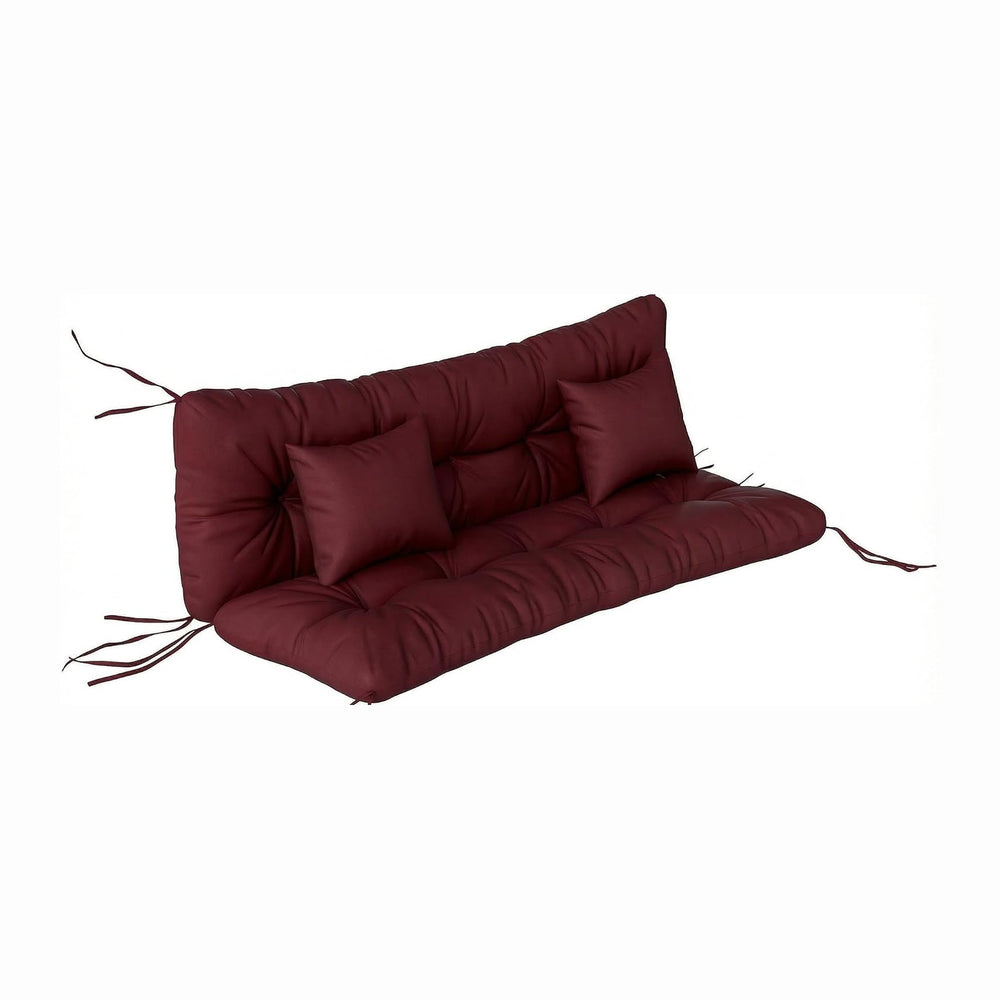Outsunny 59" Tufted Bench Cushions & Throw Pillows 4 Piece Wine Red