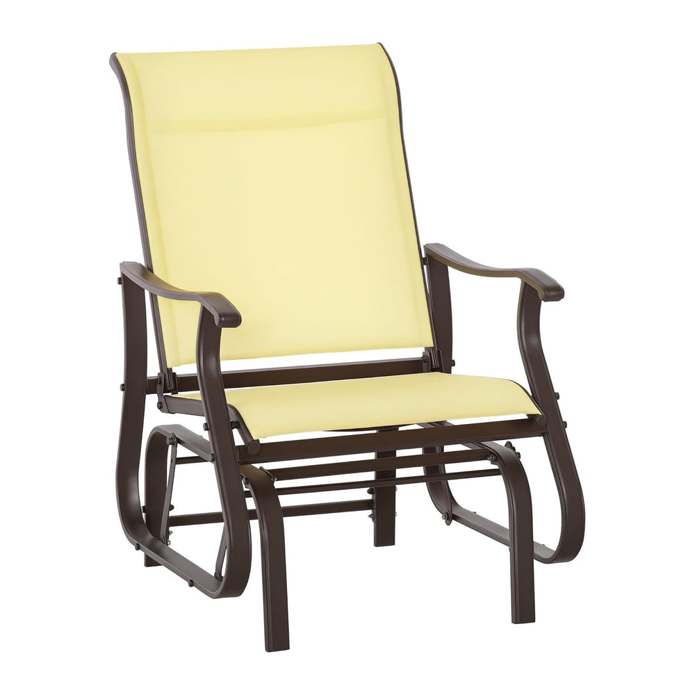 Outsunny Outdoor Glider Chair Patio Garden Steel Frame Beige