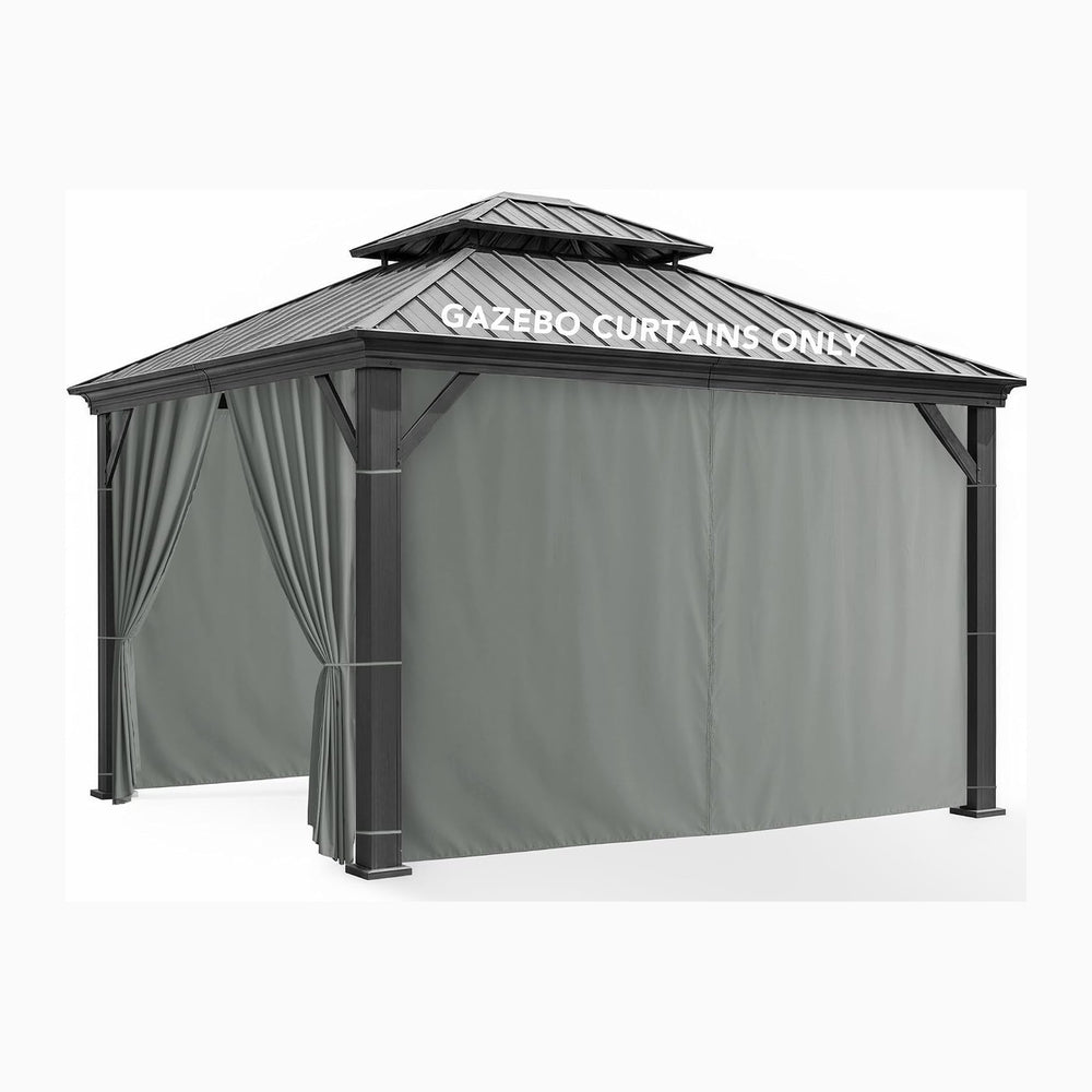 Patio Curtains Outdoor Waterproof with Zipper, 4-Panel, Grey