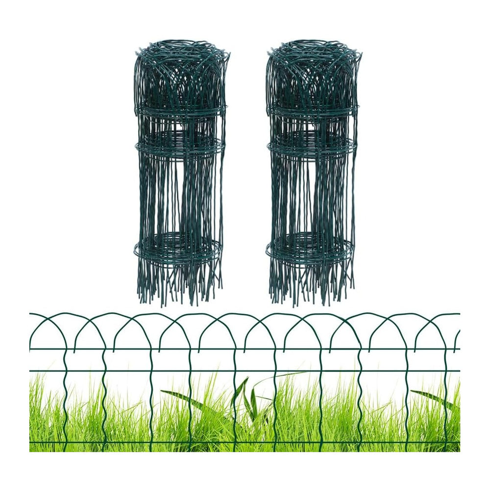 PROWORX Green Small Garden Fence Border Curve Wire Fencing 14”x40’(2 Rolls)
