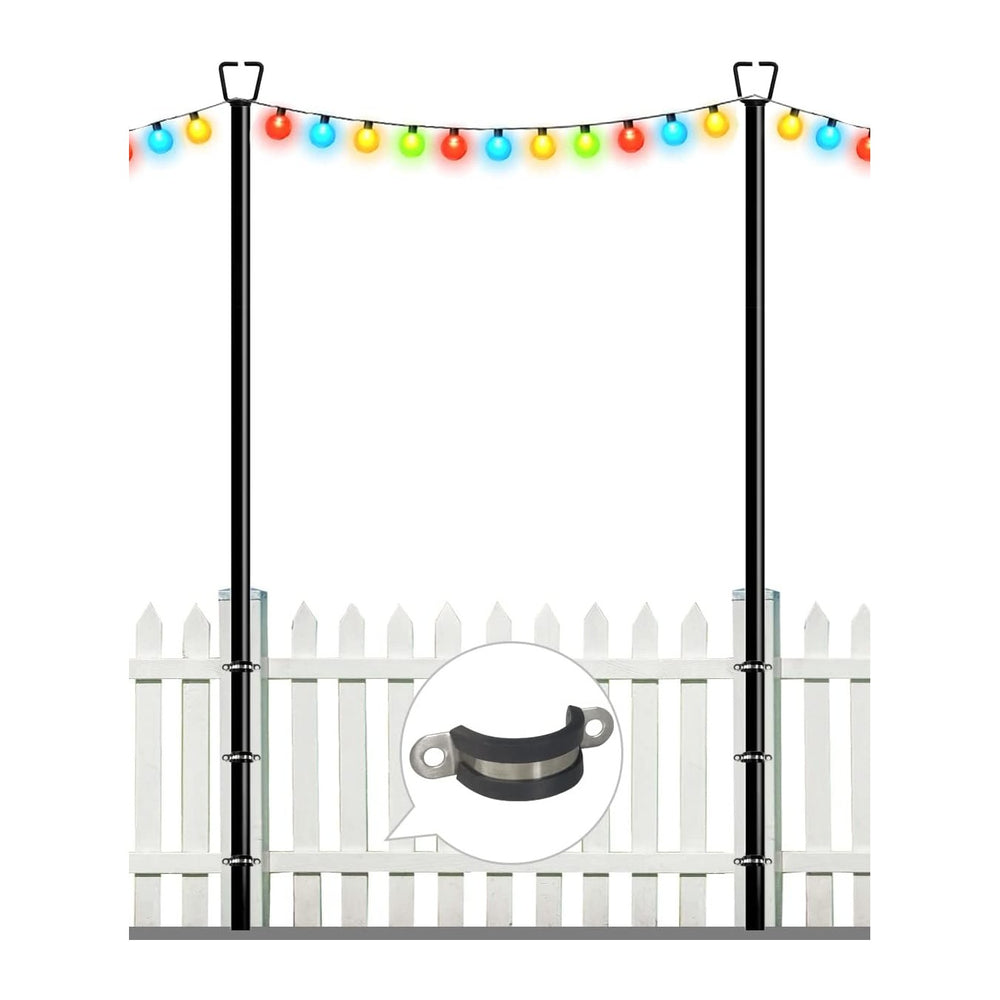 Queension 10FT Deck String Light Poles for Outdoor String Lights, 2pcs