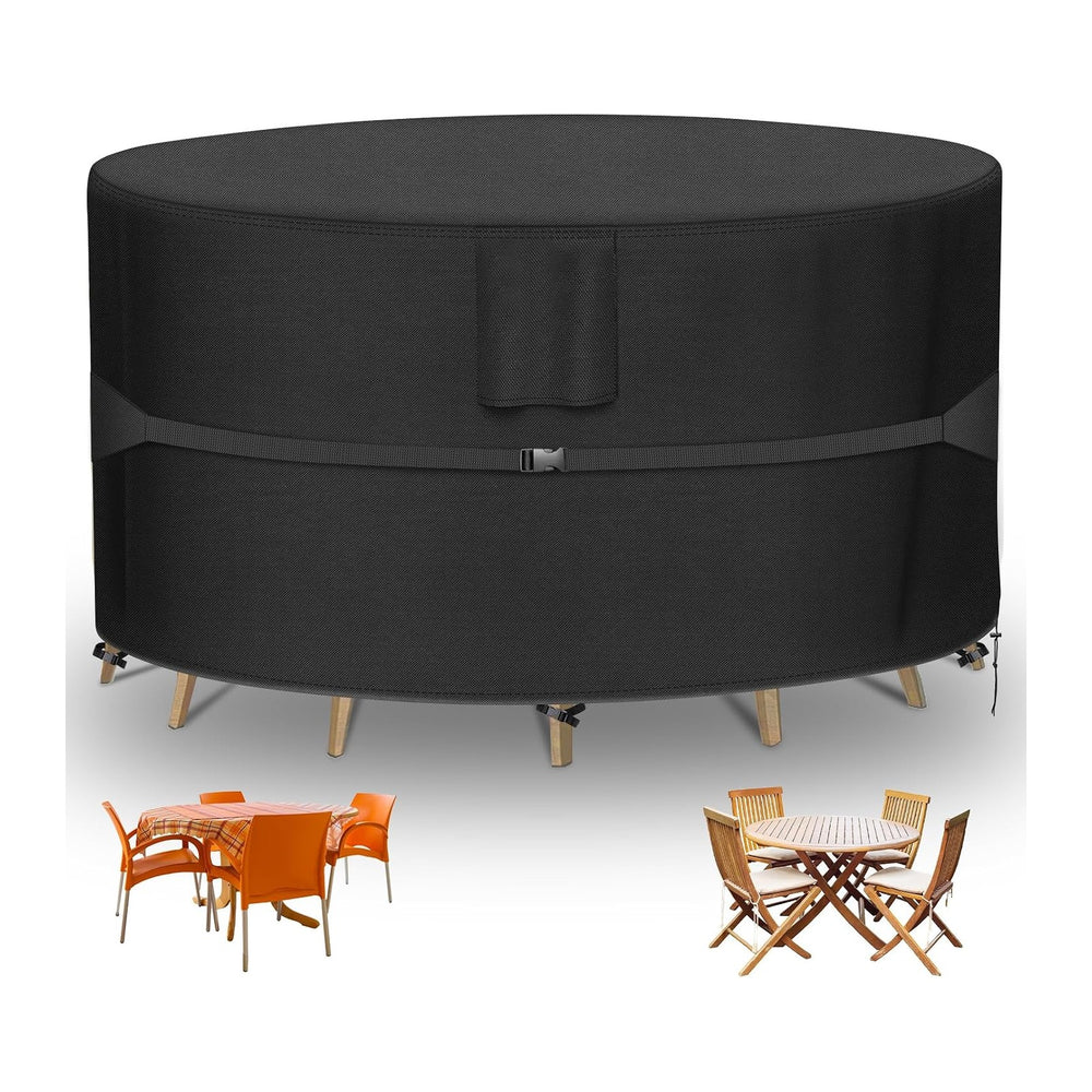 RICHIE Round Patio Furniture Covers - 600D Heavy Duty Waterproof Outdoor Tabl...