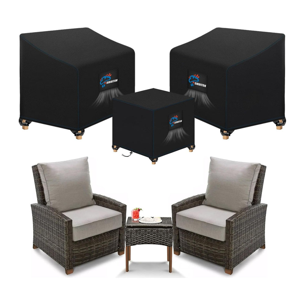 SIRUITON 3 Piece Outdoor Veranda Patio Garden Furniture Cover Set with 420D D...
