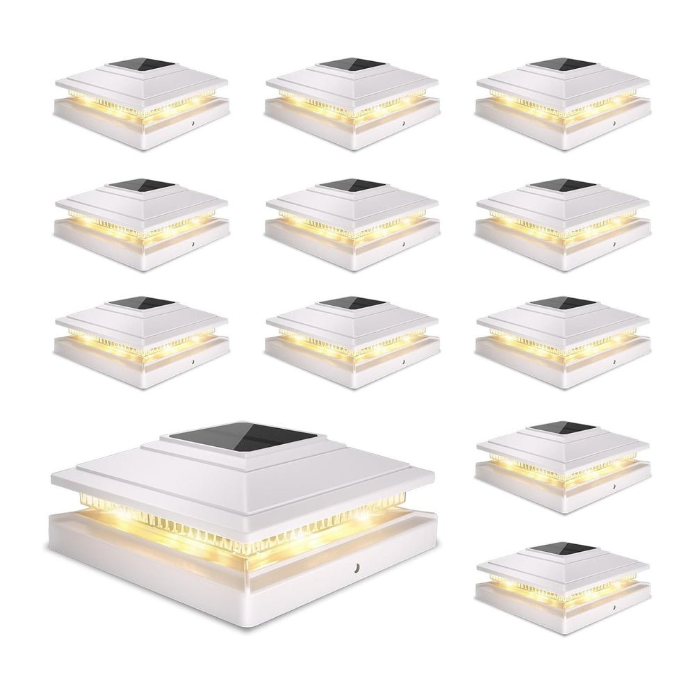 Solar Post Cap Lights 12pack,Warm & Cool Light,for 4x4 5x5 6x6 Posts White