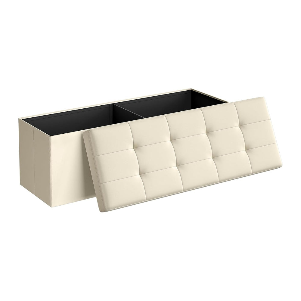 SONGMICS 43.3 Inches Folding Storage Ottoman Bench, Load 660 lb