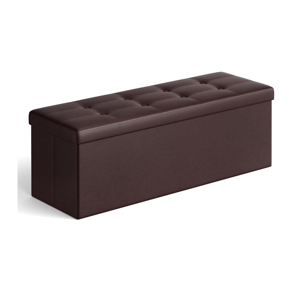 SONGMICS Storage Ottoman Bench, 43.3 Inches Folding Foot Rest Stool