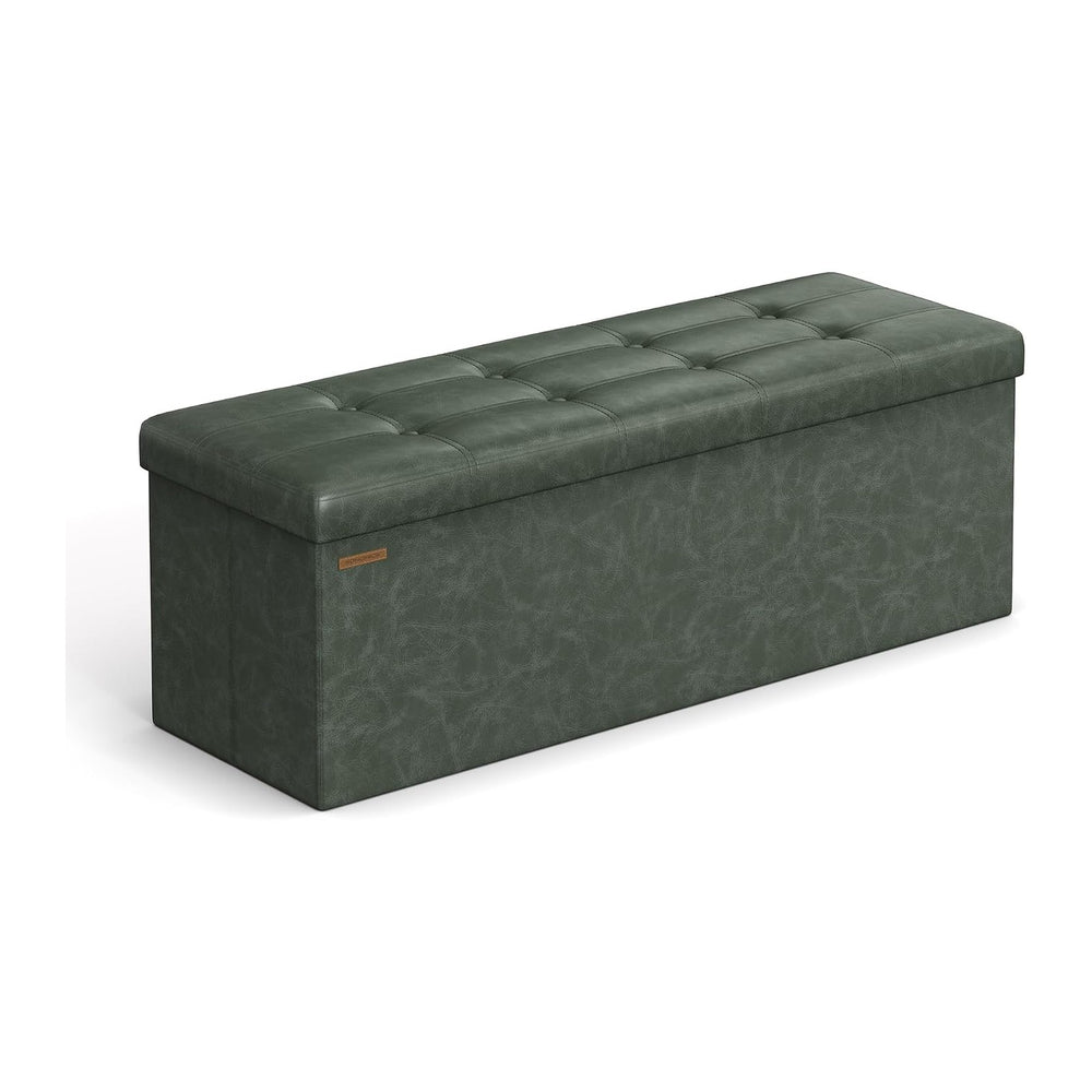 SONGMICS Storage Ottoman Bench, 43.3 Inches Folding Foot Rest Stool