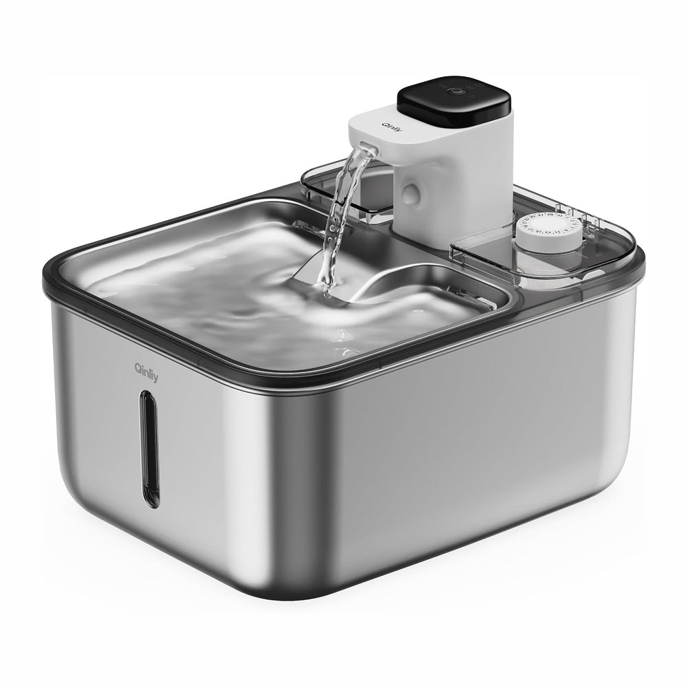 Stainless Steel Cat Water Fountain Wireless for Cats Indoor, 3.6L/123oz Autom...