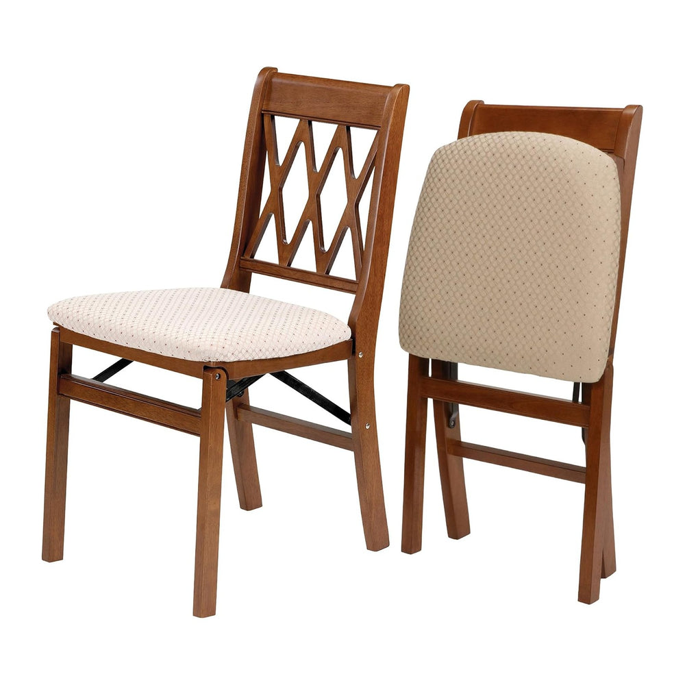 Stakmore Lattice Back Wooden Folding Chairs with Padded Seats, Set of 2 - No ...