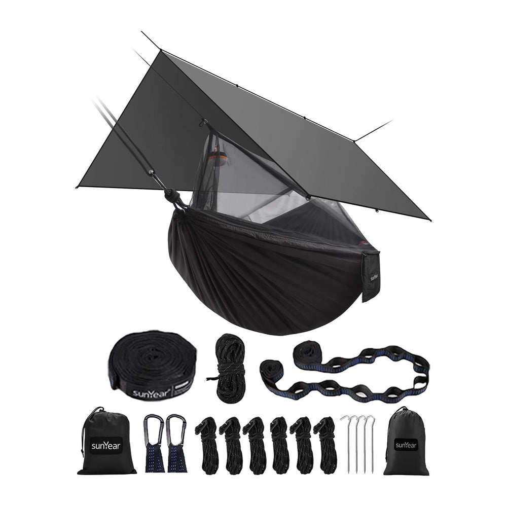 Sunyear Hammock Camping with Rain Fly Tarp and Net, Portable Camping Hammock ...