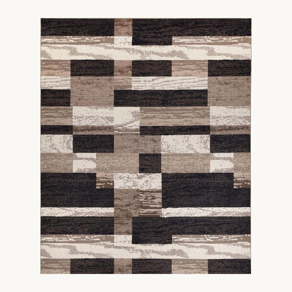 SUPERIOR Rockwood Modern Geometric Indoor Area Rug, 12'x18', A Chocolate