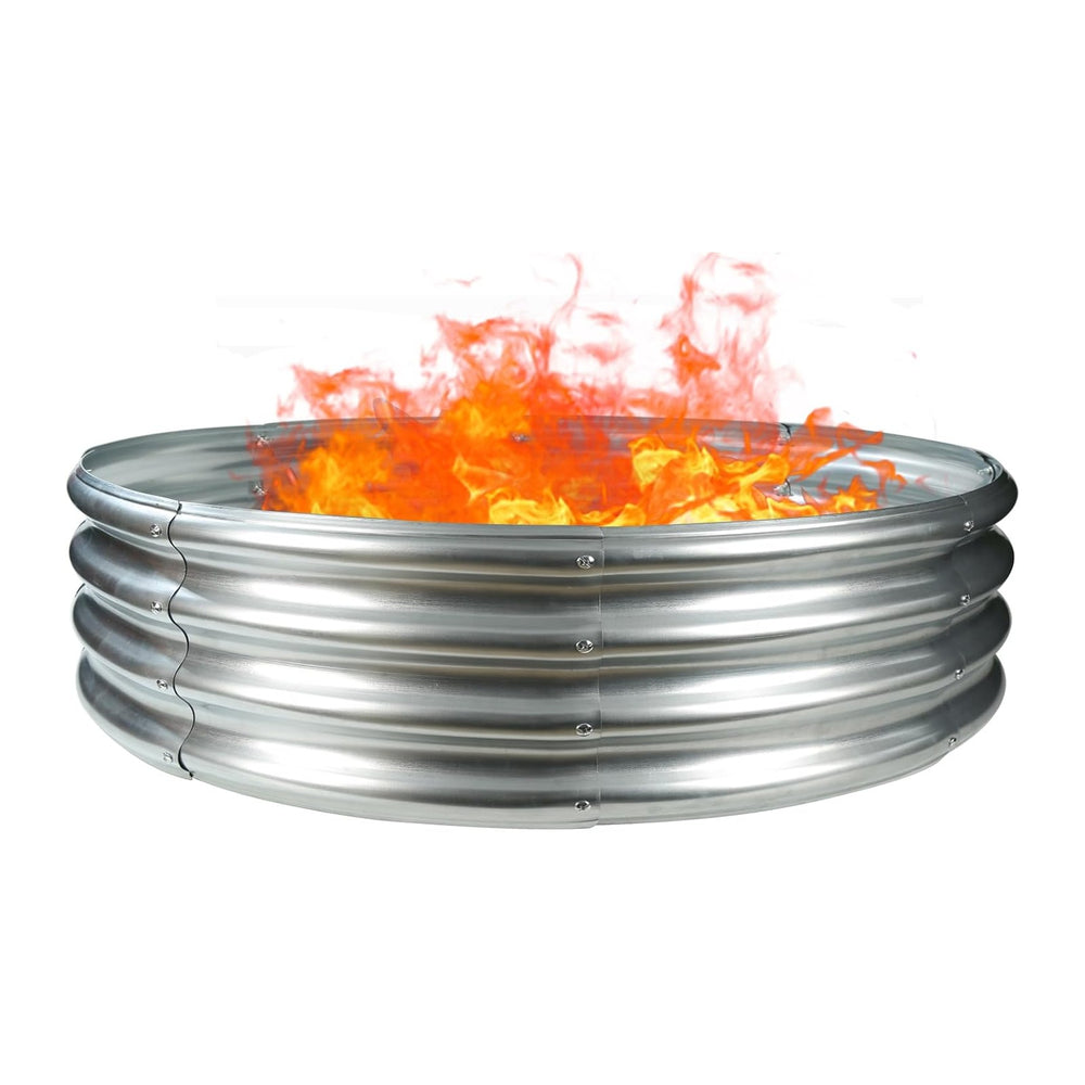 TBMLC 60" Round Galvanized Steel Fire Ring Pit / Raised Garden Bed Kit
