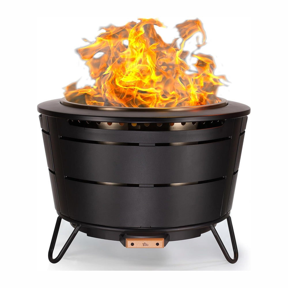 TIKI Reunion Smokeless Fire Pit, 27.5 in Wood Burning Fire Pit with Cover