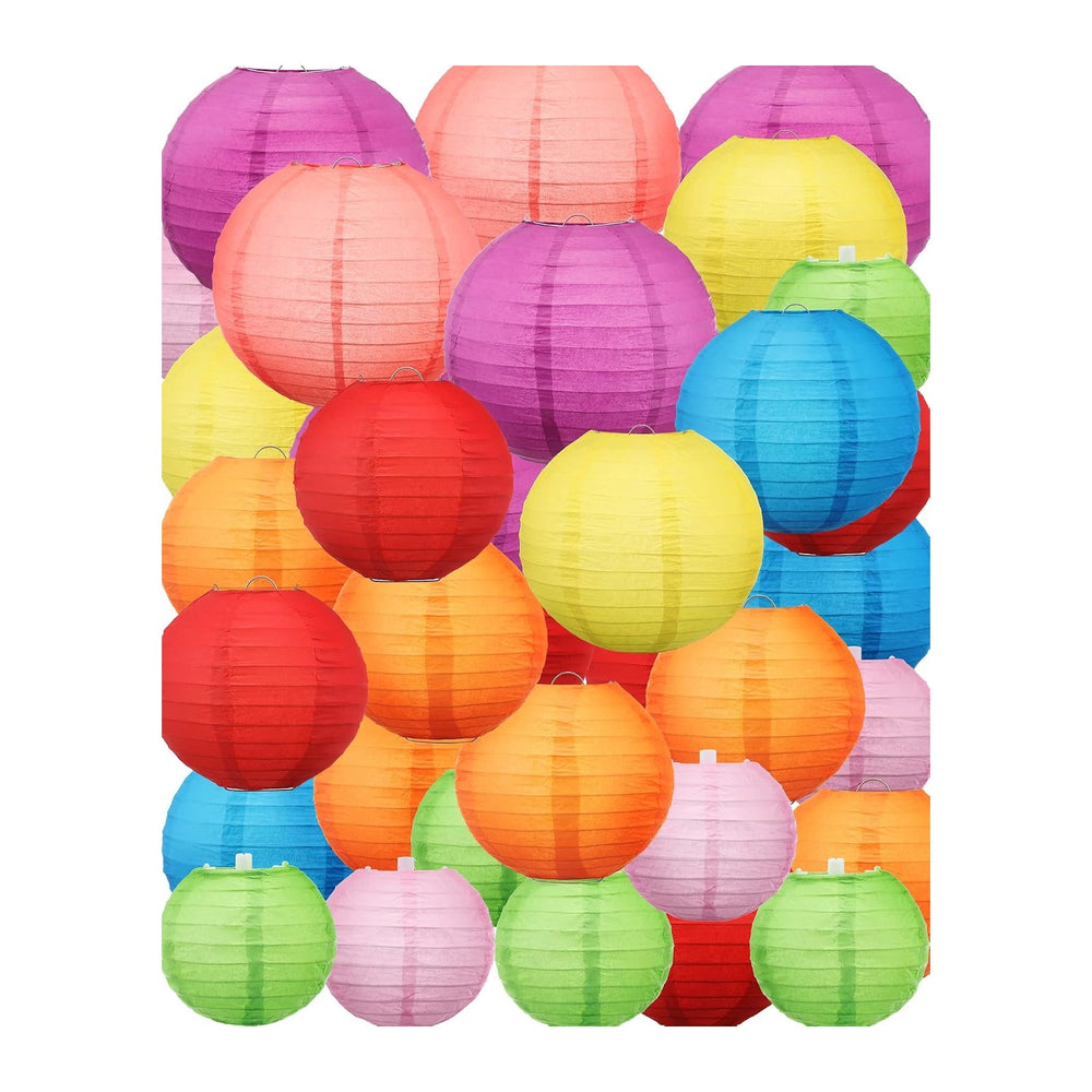 Treela 48 Pcs Paper Lanterns Party Decorations Round, Multicolor
