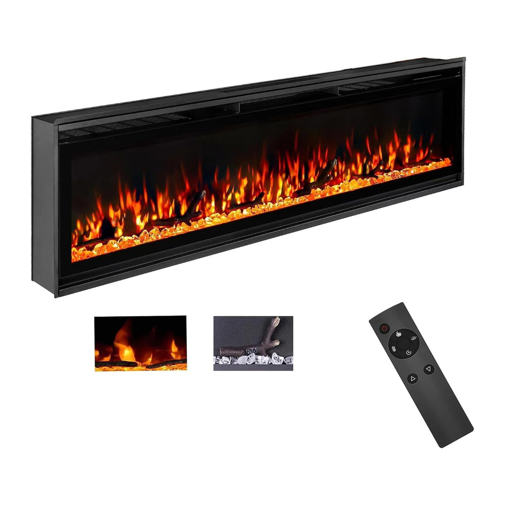 TUAN 60 Inch Electric Fireplace,Ultra-Thin Electric Fireplace Inserts,Recesse...
