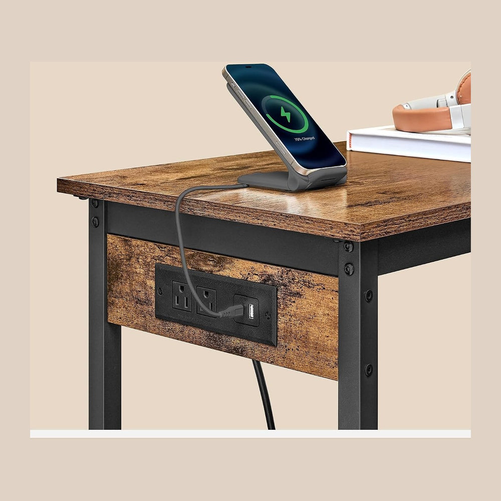 VASAGLE Bar Table with Power Outlets, Computer Desk, 39.4" W