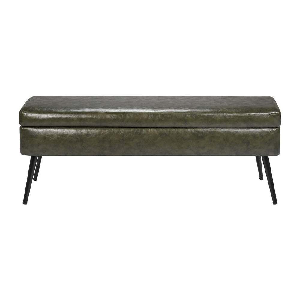VEVOR Leather Storage Ottoman Bench, PU Leather Bench with Storage and Metal ...