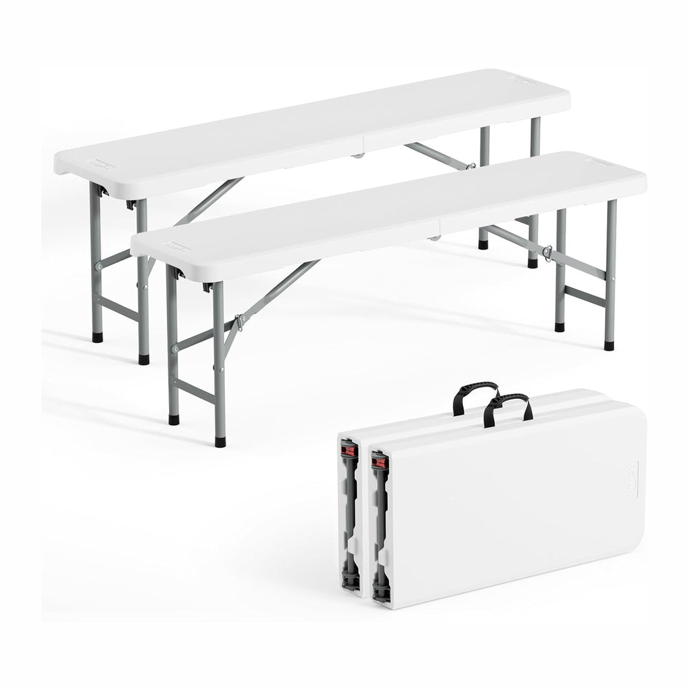 VINGLI 4 feet Plastic Folding Bench,Portable in/Outdoor Picnic Party Camping ...