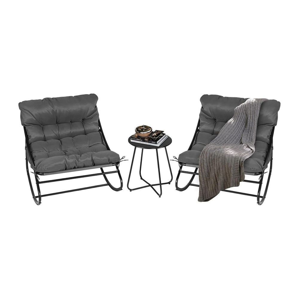 VINGLI Rocking Patio Chairs Set of 2 with Side Table, Heavy Duty 400 LBS Capa...