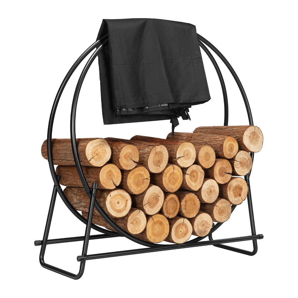 VIVOHOME 32 Inches Firewood Log Rack Hoop with Cover