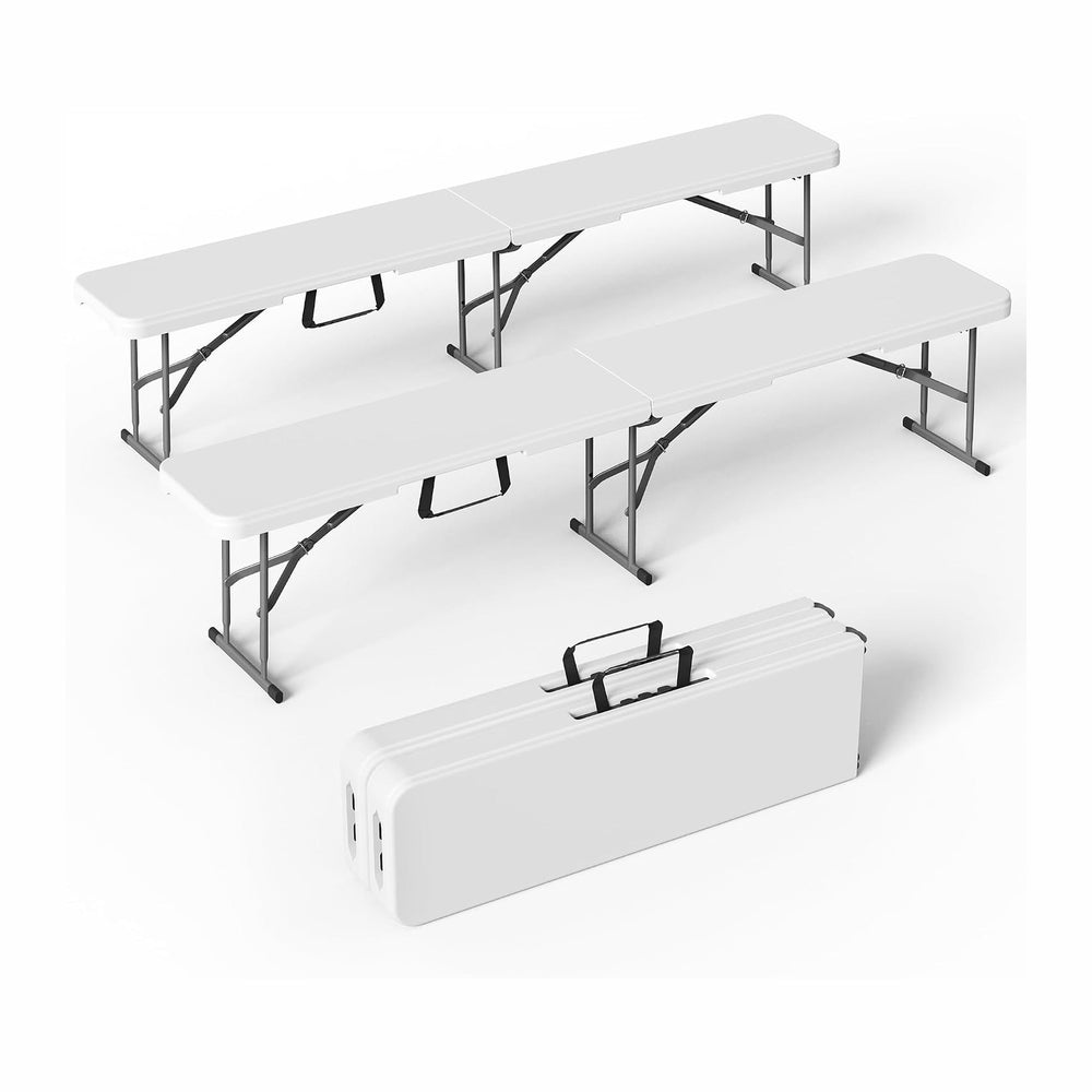 VSOAEIL 6 Foot Folding Bench 2 Pack, Foldable Plastic Bench Indoor Outdoor