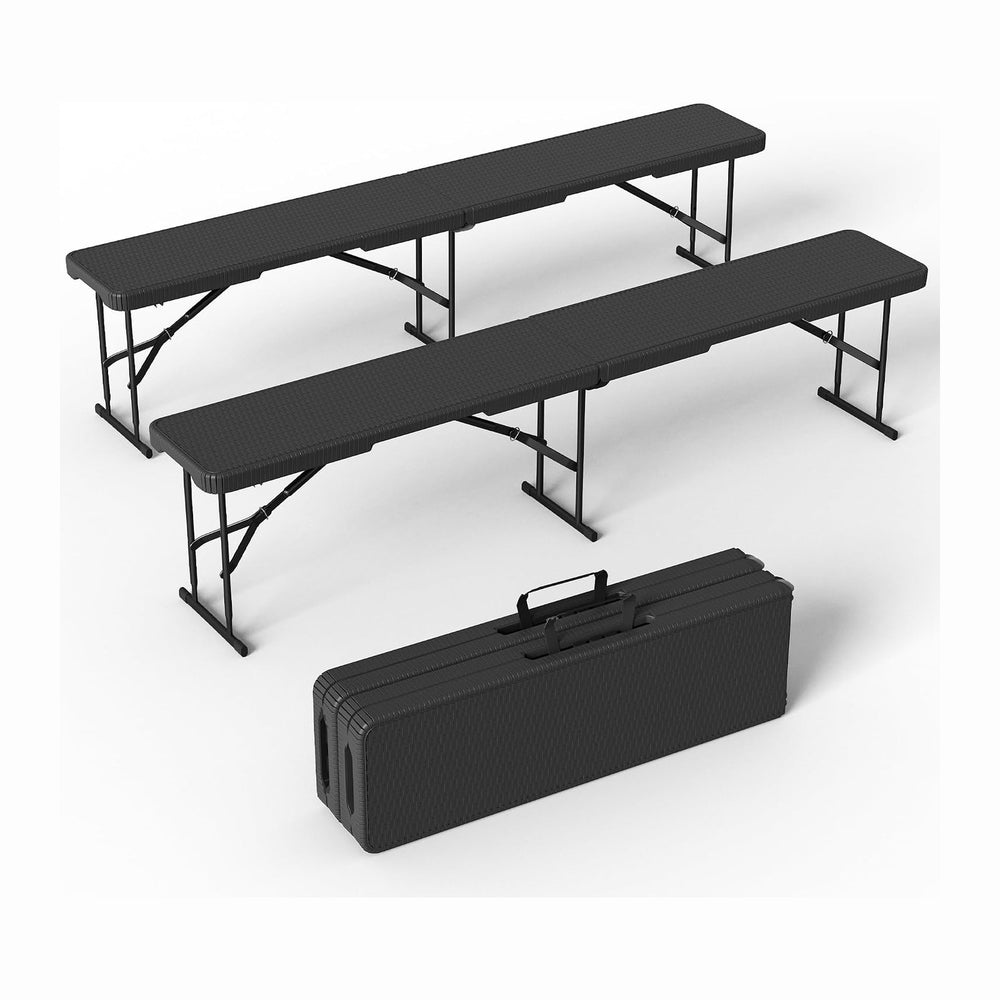 VSOAEIL 6 Foot Folding Bench 2 Pack, Foldable Plastic Bench Indoor Outdoor