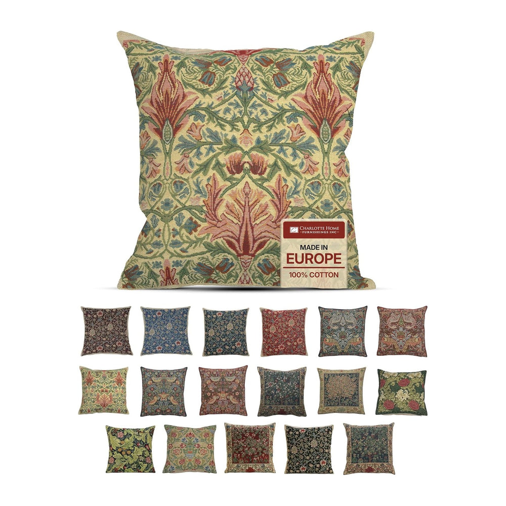William Morris Snakeshead Tapestry Throw Pillow Cover 16 x 16 in