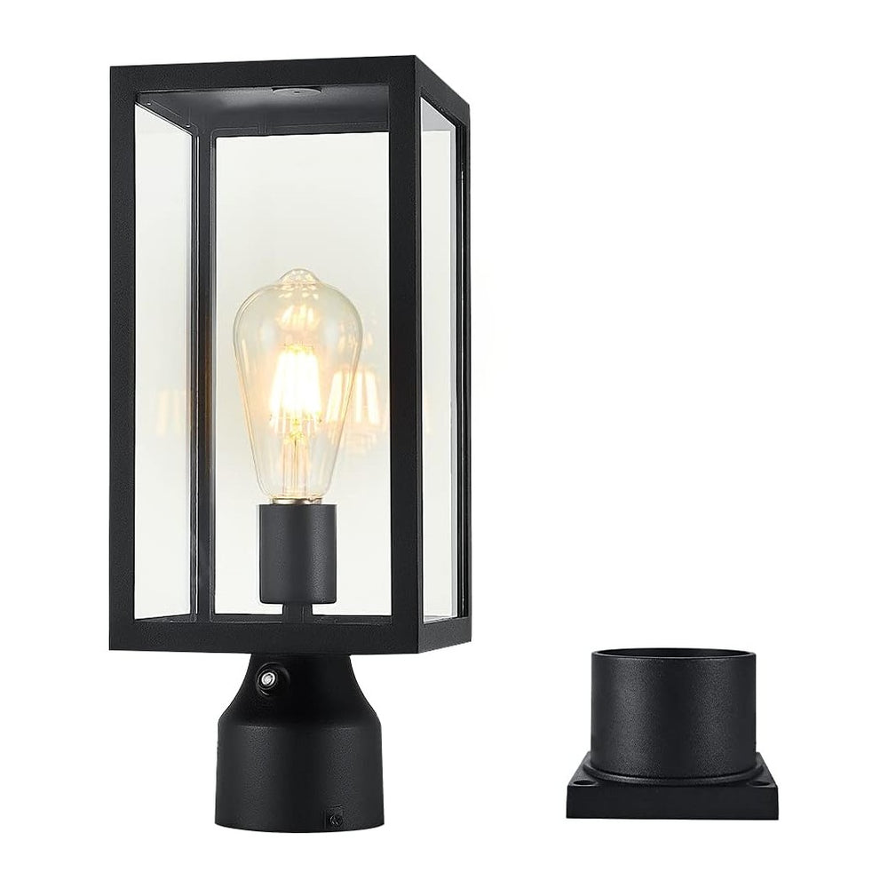 Windben Large Dusk to Dawn Outdoor Post Light, 14.7in, Matte Black